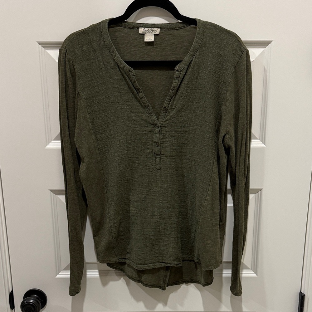 Lucky Brand Forest Green Long Sleeve Top
